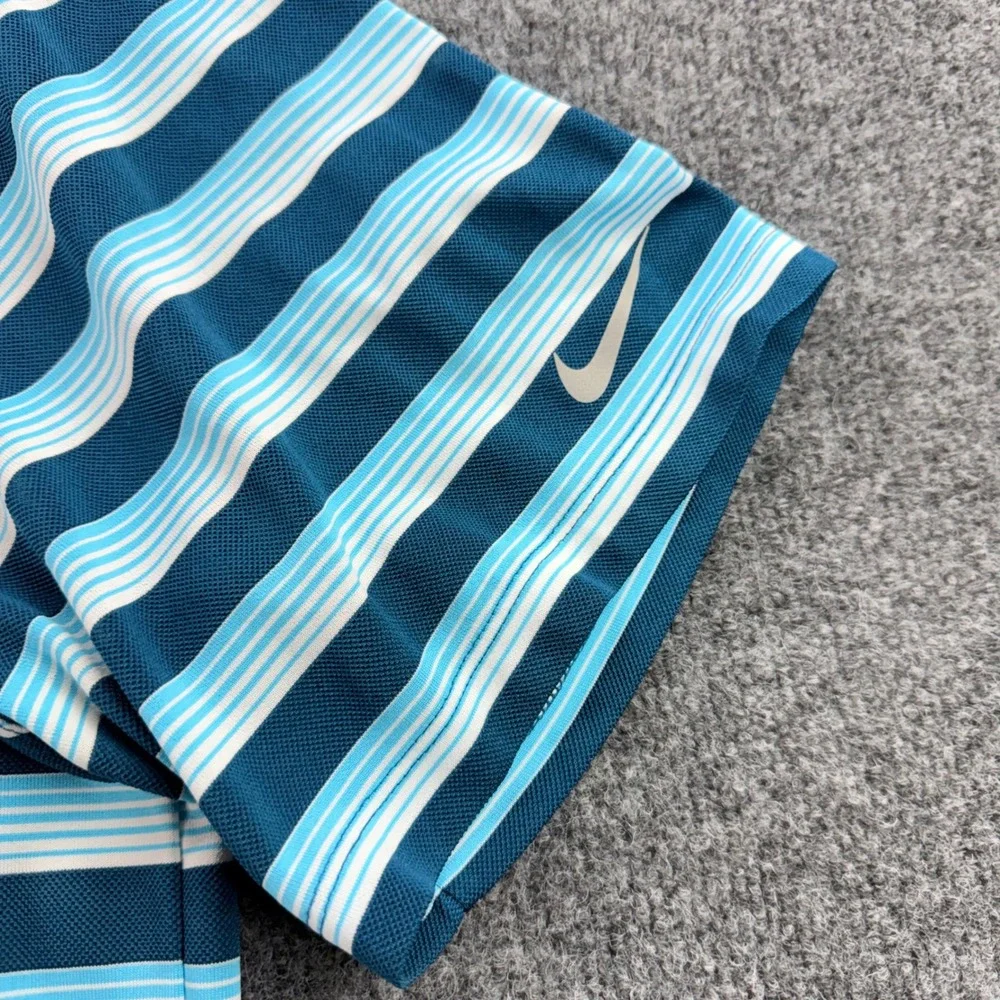 Nike Golf Disney Parks Mickey Mouse Polo Shirt Dri-FIT Striped 2XL Blue Men Rare